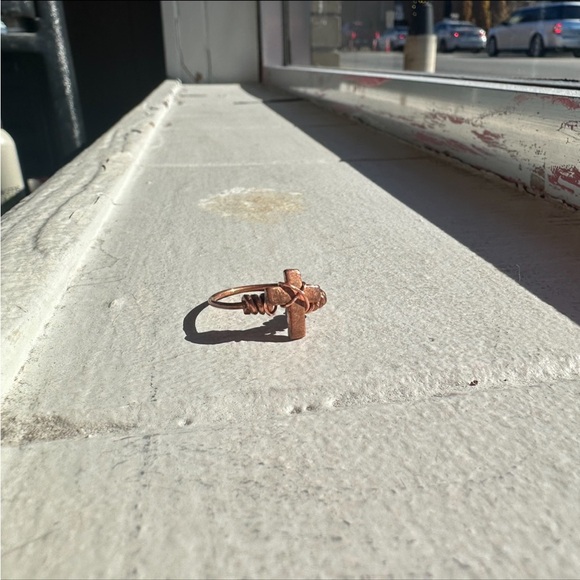Copper punched out penny cross ring! Truly a unique piece! - Picture 3 of 3